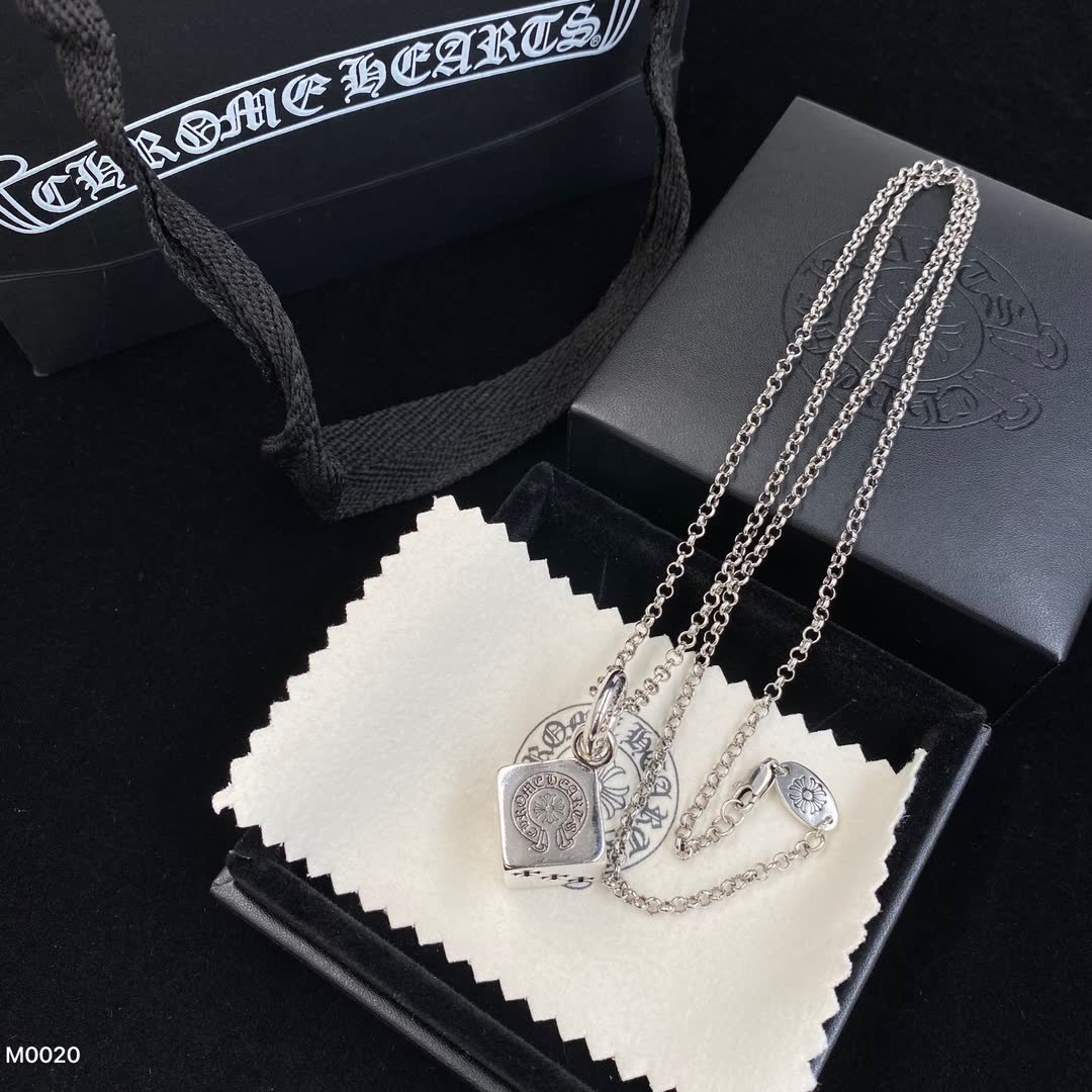 Chrome Hearts Sterling Silver Necklace with Logo Pendant